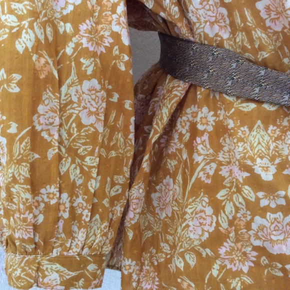 Free People boho top cotton puffy sleeves mustard - Picture 8 of 10